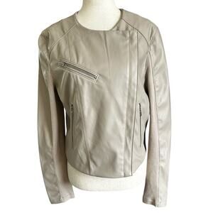 Blank NYC Sandstone Faux Leather Collarless Jacket Women Size Medium | 68-50